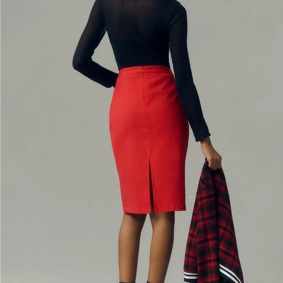 Anthropologie Red Pencil Skirt
